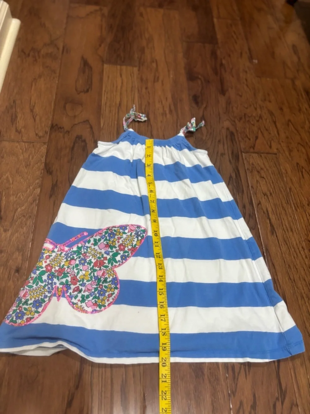 Mini Boden Blue White Stripe Butterfly Dress Size 6-7Y